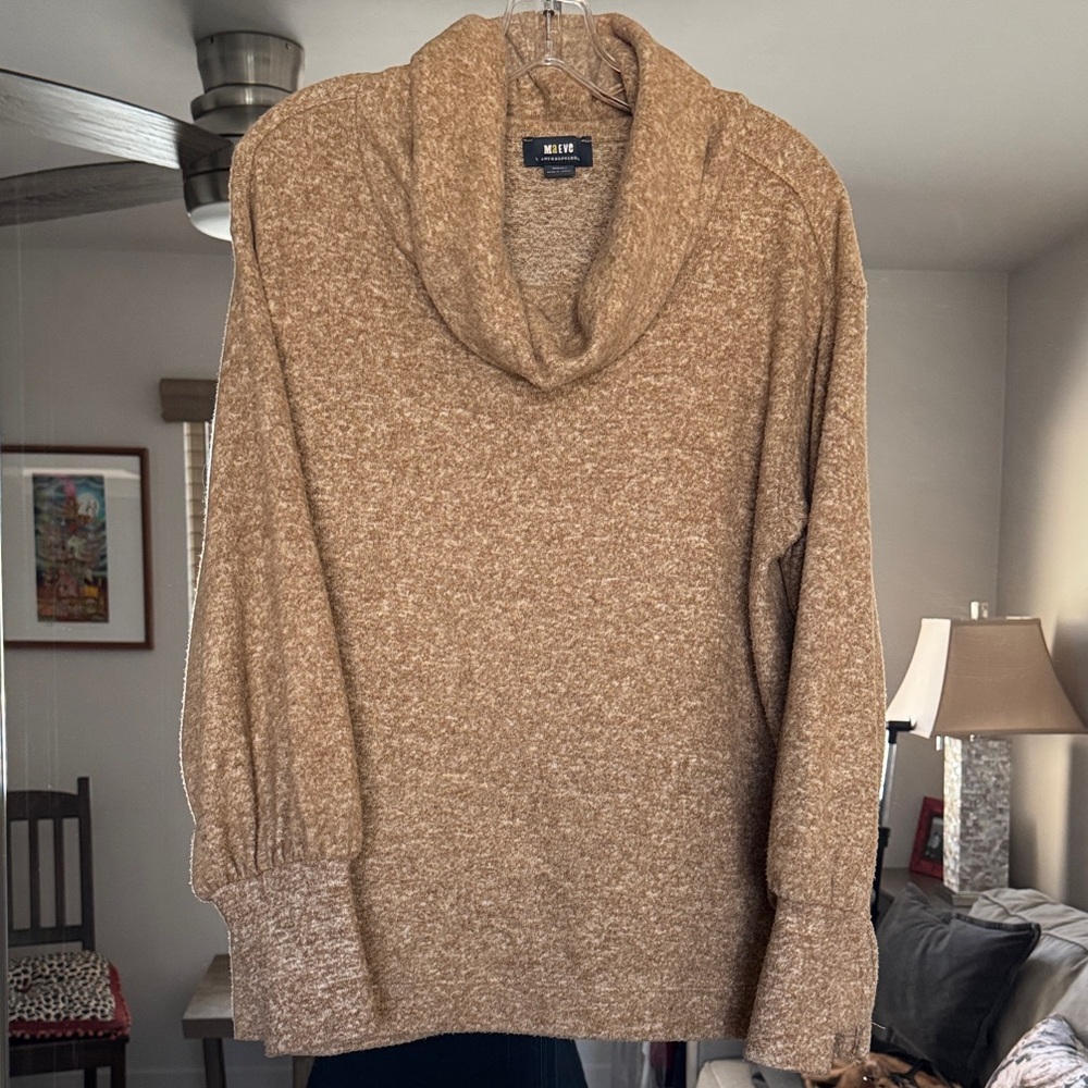 Anthropologie Maeve Tan Heather Cowl Neck Tunic